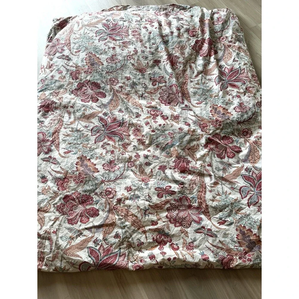 2 POTTERY BARN Deirdre Jacobean Print Organic Cotton Twin Duvet Covers